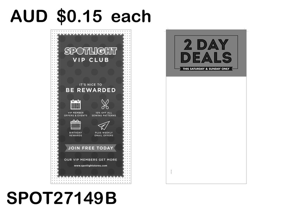 2 DAY DEALS HEADER CARD - VIP REWARDS (SPOT27149 B)25PCS/SET