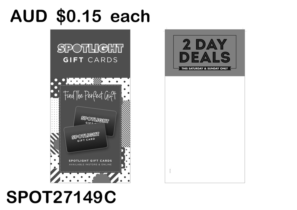 2 DAY DEALS HEADER CARD - GIFT CARD (SPOT27149 C)25PCS/SET