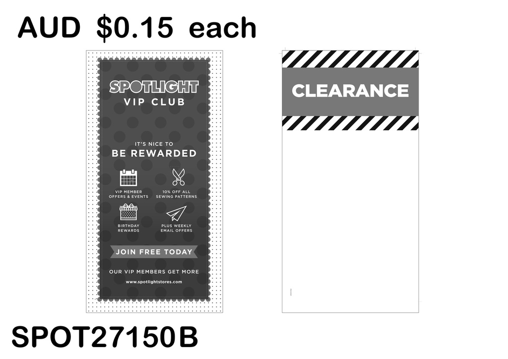 CLEARANCE HEADER CARD - VIP REWARDS  (SPOT27150 B)25PCS/SET