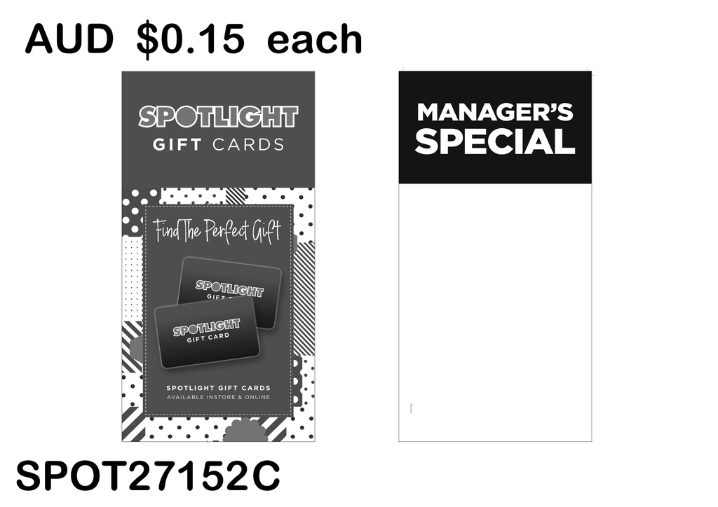 MANAGER'S SPECIAL HEADER CARD -  GIFT CARD  (SPOT27152 C) 25PCS/SET