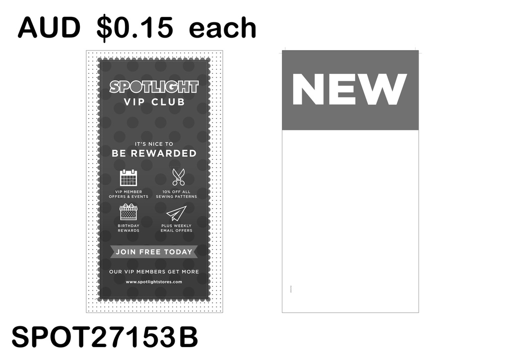 NEW HEADER CARD -  VIP REWARDS (SPOT27153 B) 25PCS/SET