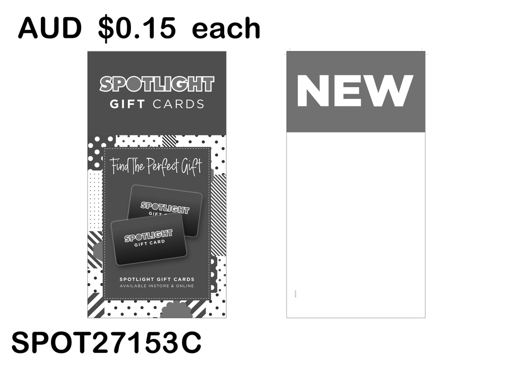NEW HEADER CARD -  GIFT CARD (SPOT27153 C)25PCS/SET