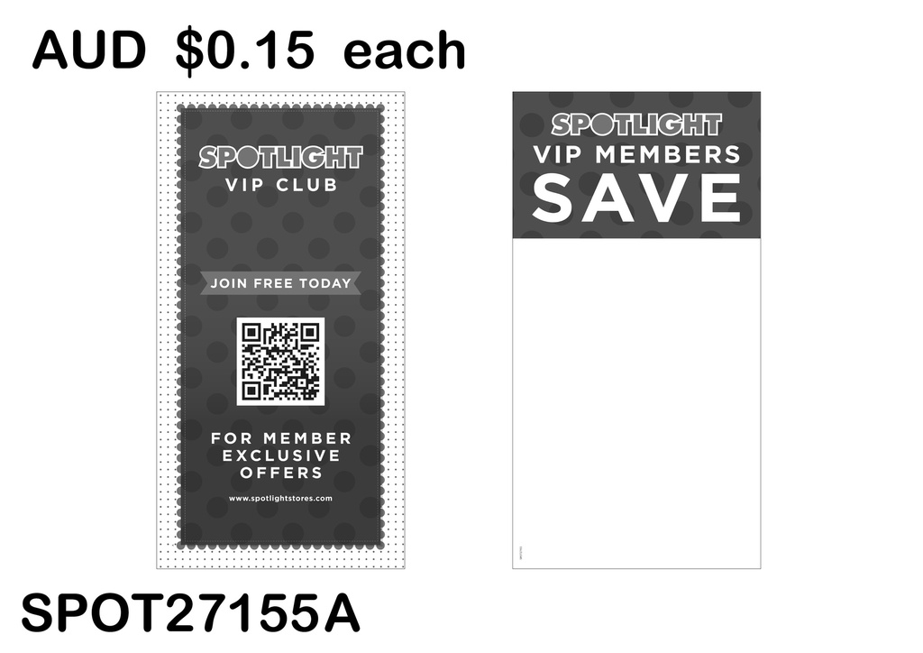 VIP MEMBER SAVE HEADER CARD -  VIP QR CODE (SPOT27155 A)25PCS/SET